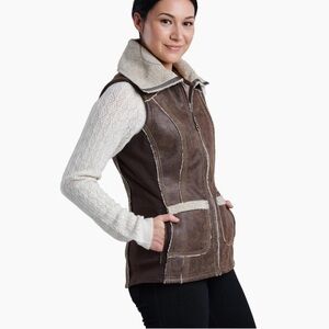 KUHL DANI SHERPA WOOL VEST WOMENS IN OAK COLOR SIZE XL